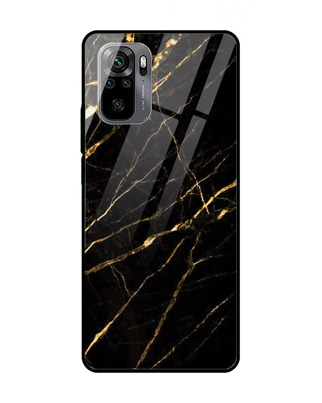 Buy Black Gold Marble Premium Glass Cover For Xiaomi Redmi Note