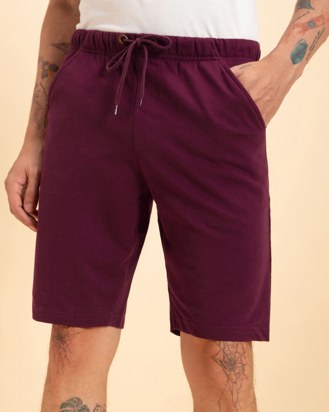 Buy Men S Maroon Shorts Online At Bewakoof