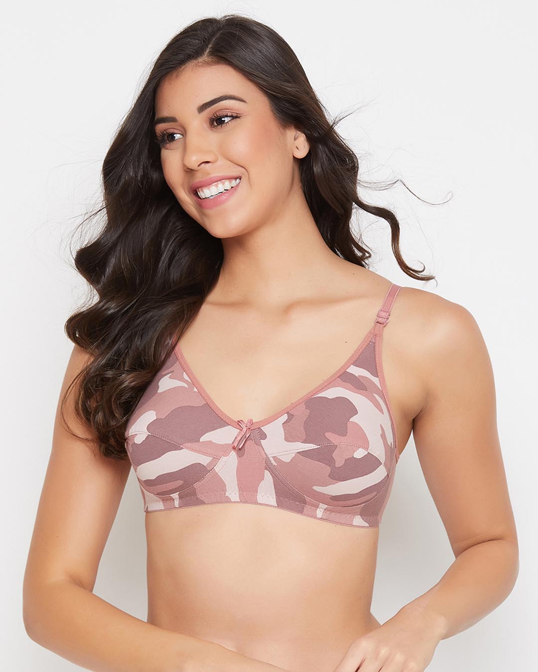 Buy Clovia Non Padded Non Wired Full Cup Camouflage Print Bra In Dusty