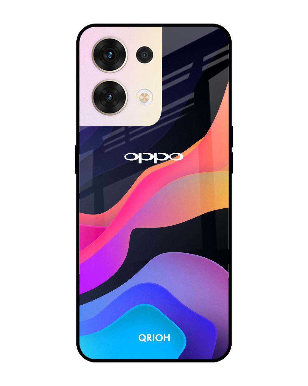 Buy Colorful Fluid Printed Premium Glass Cover For Oppo Reno G