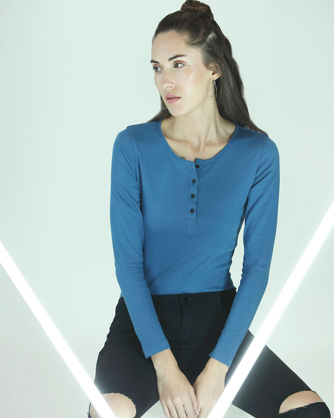 Digi Teal Henley T-Shirt Women' Plain Full Sleeve Henley T-Shirt Bewakoof.com, Blue
Digi Teal Henley T-Shirt Women' Plain Full Sleeve Henley T-Shirt Bewakoof.com, Blue