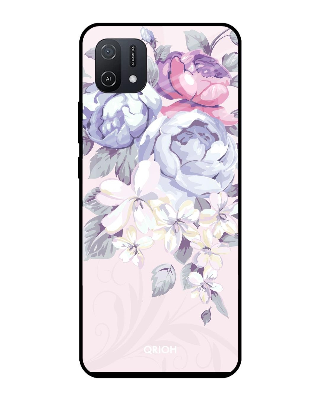 Buy Elegant Floral Printed Premium Glass Cover For Oppo A16K