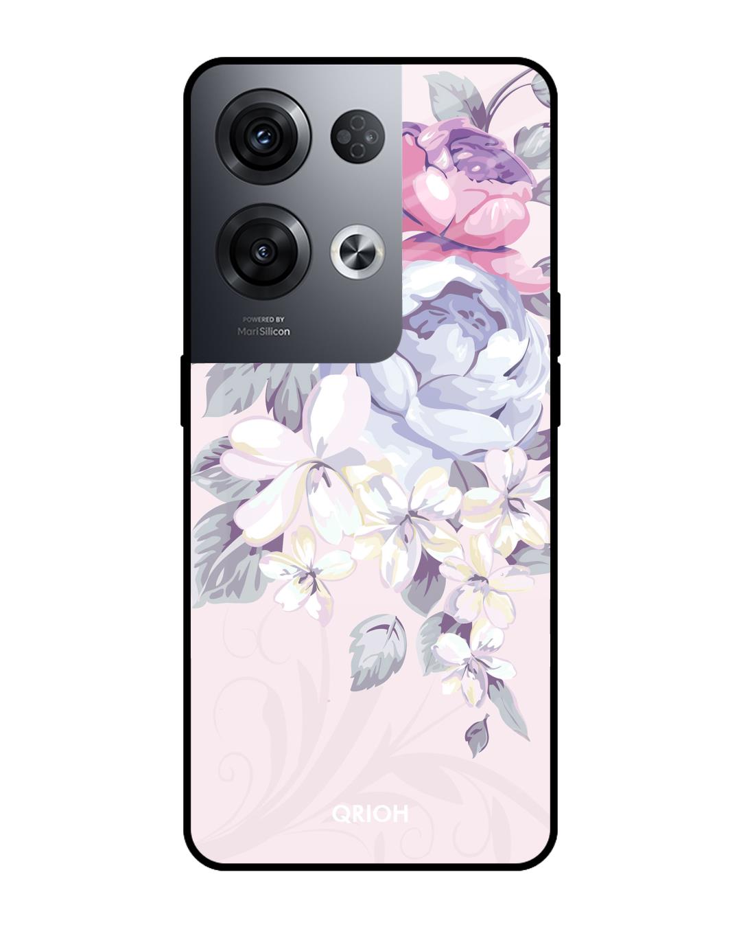 Buy Elegant Floral Printed Premium Glass Cover For Oppo Reno8 Pro 5G