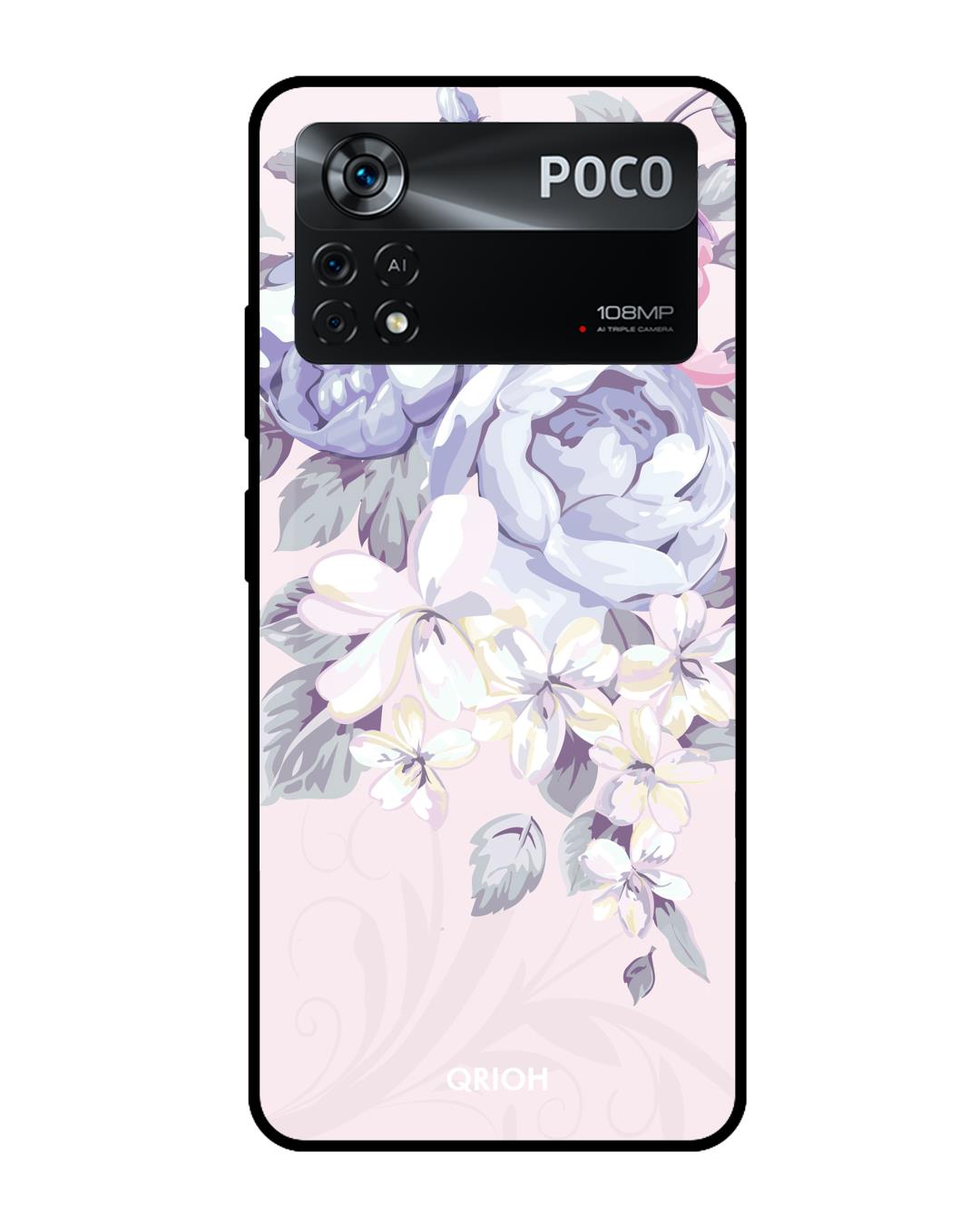 Buy Elegant Floral Printed Premium Glass Cover For Poco X4 Pro 5G