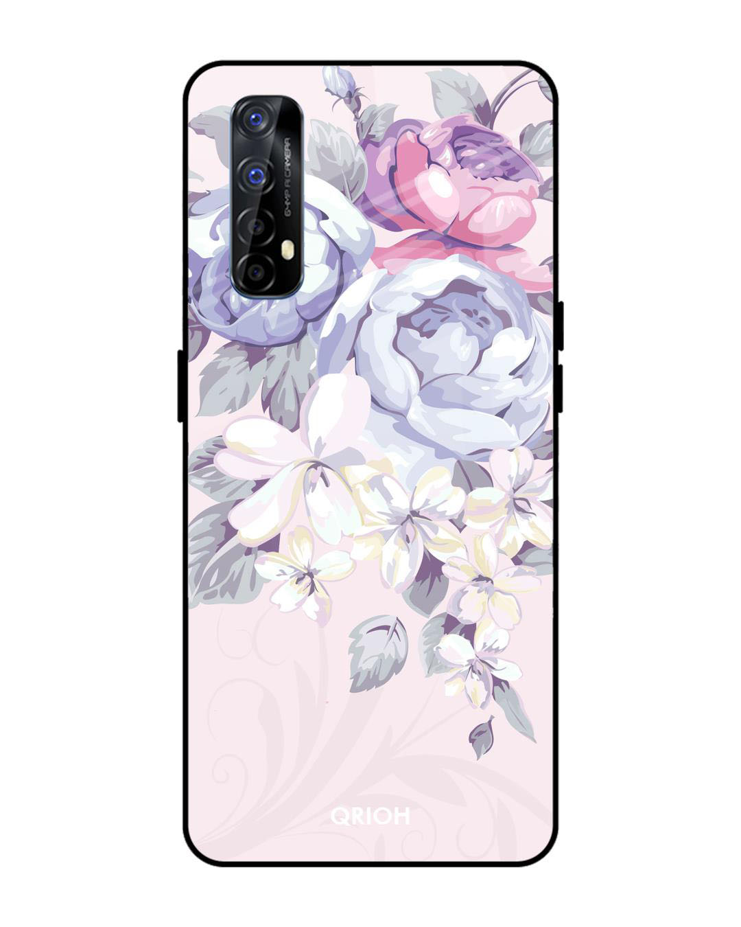 Buy Elegant Floral Printed Premium Glass Cover For Realme Shock