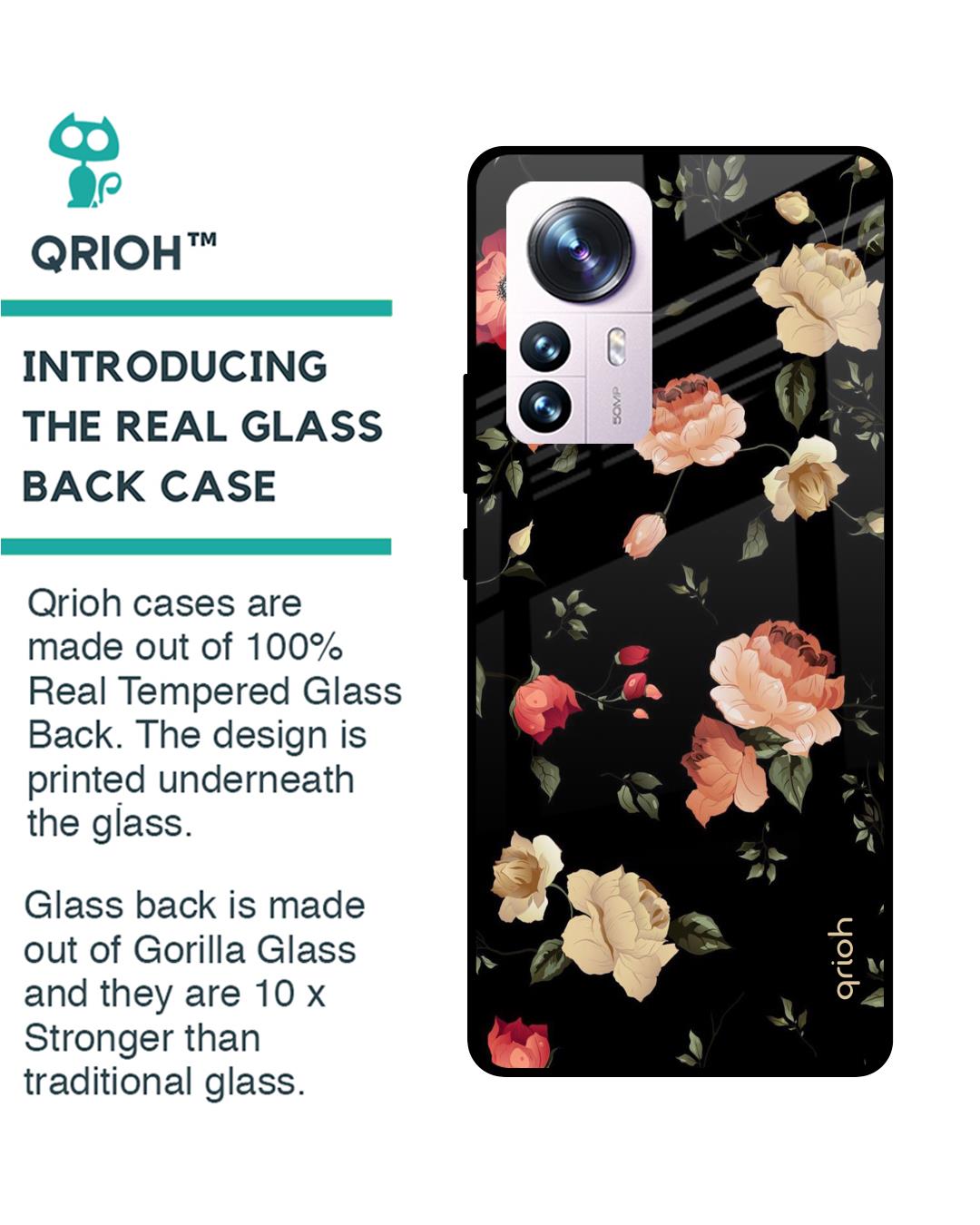 Buy Floral Printed Premium Glass Cover For Mi 12 Pro 5G Impact