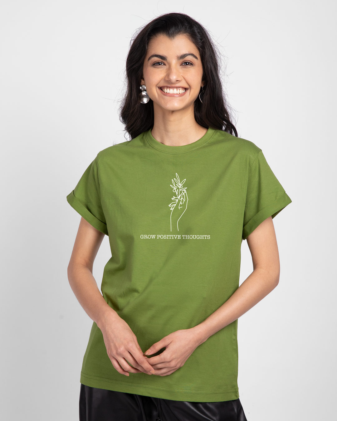 Grow Positive Thoughts Boyfriend T-Shirt Woodbine Green Women' Printed Boyfriend T-Shirts Bewakoof.com
Grow Positive Thoughts Boyfriend T-Shirt Woodbine Green Women' Printed Boyfriend T-Shirts Bewakoof.com
