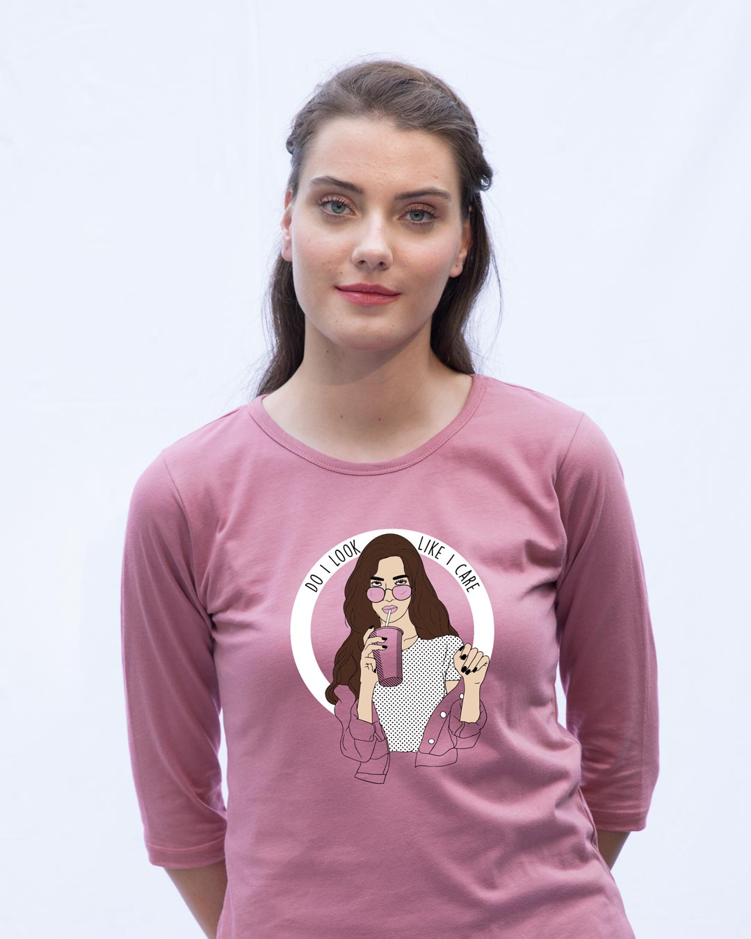 Buy Likeicare Round Neck 3 4th Sleeve T Shirt For Women Pink Online At