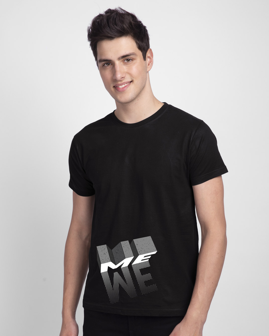 Me And We Half Sleeve T-Shirt Men' Printed T-Shirts Bewakoof.com, Black