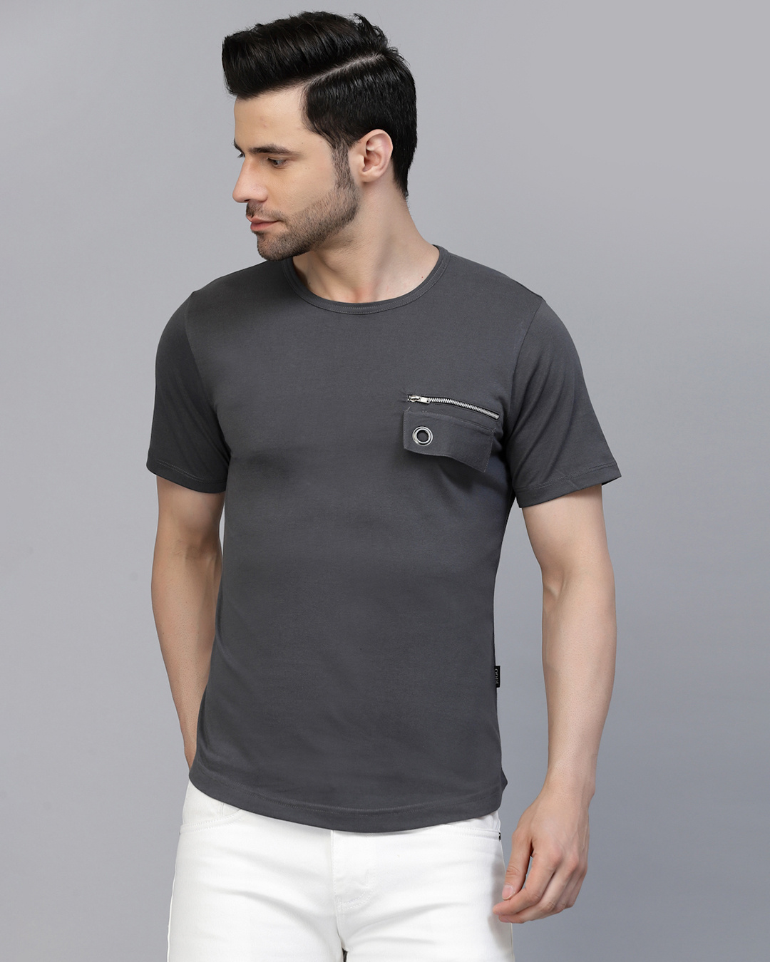 Buy Men Dark Grey Slim Fit T Shirt Online At Bewakoof