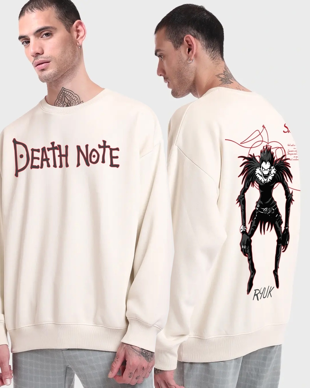 Buy Men S Gardenia The Ryuk Graphic Printed Oversized Sweatshirt Online