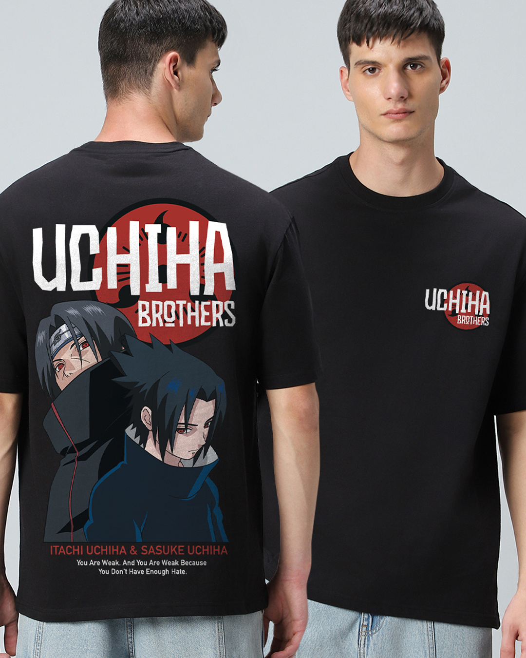 Buy Men S Black Uchiha Brothers Graphic Printed Oversized T Shirt