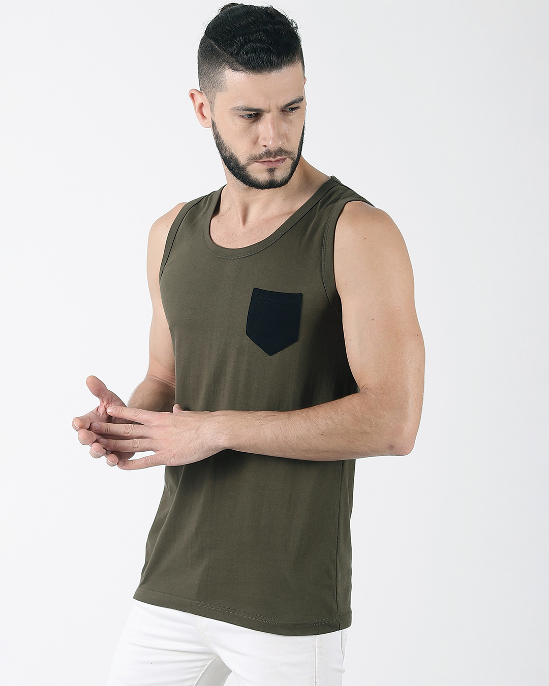 Buy Pack Of Men S Blue Green Color Block Vest Online At Bewakoof