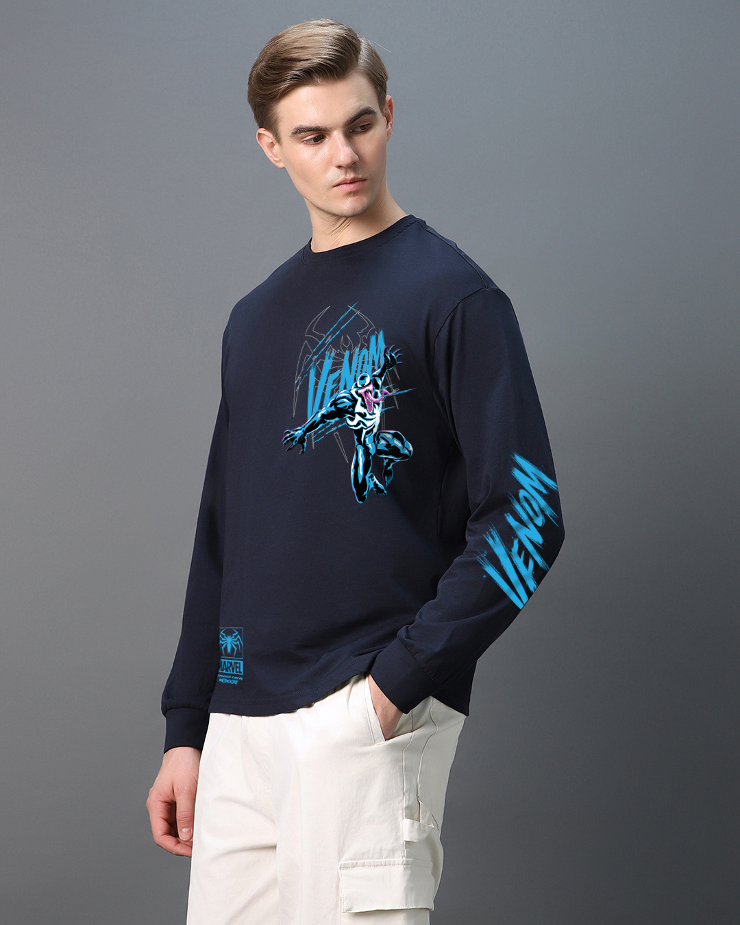 Buy Men S Blue Venomized Graphic Printed Oversized T Shirt Online At