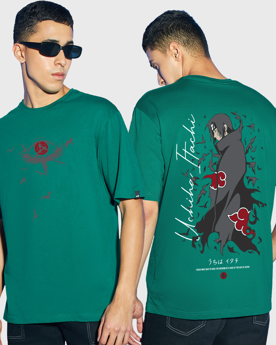 Buy Men S Green Uchiha S Nightmare Graphic Printed Oversized T Shirt