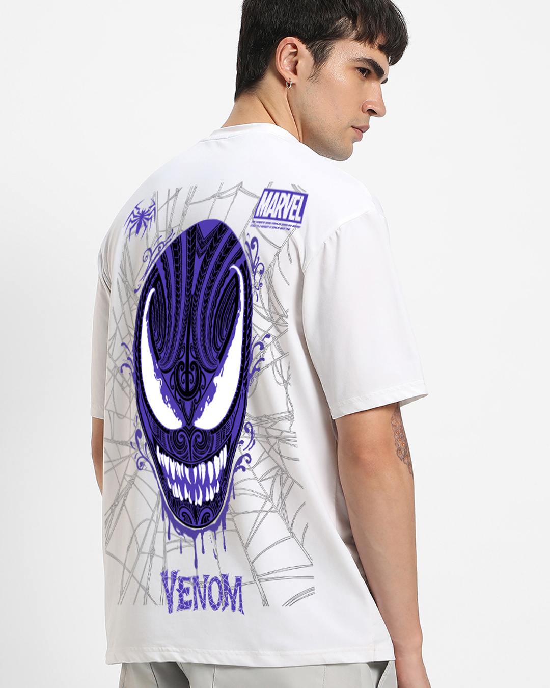 Buy Men S White Venomized Graphic Printed Oversized T Shirt Online At