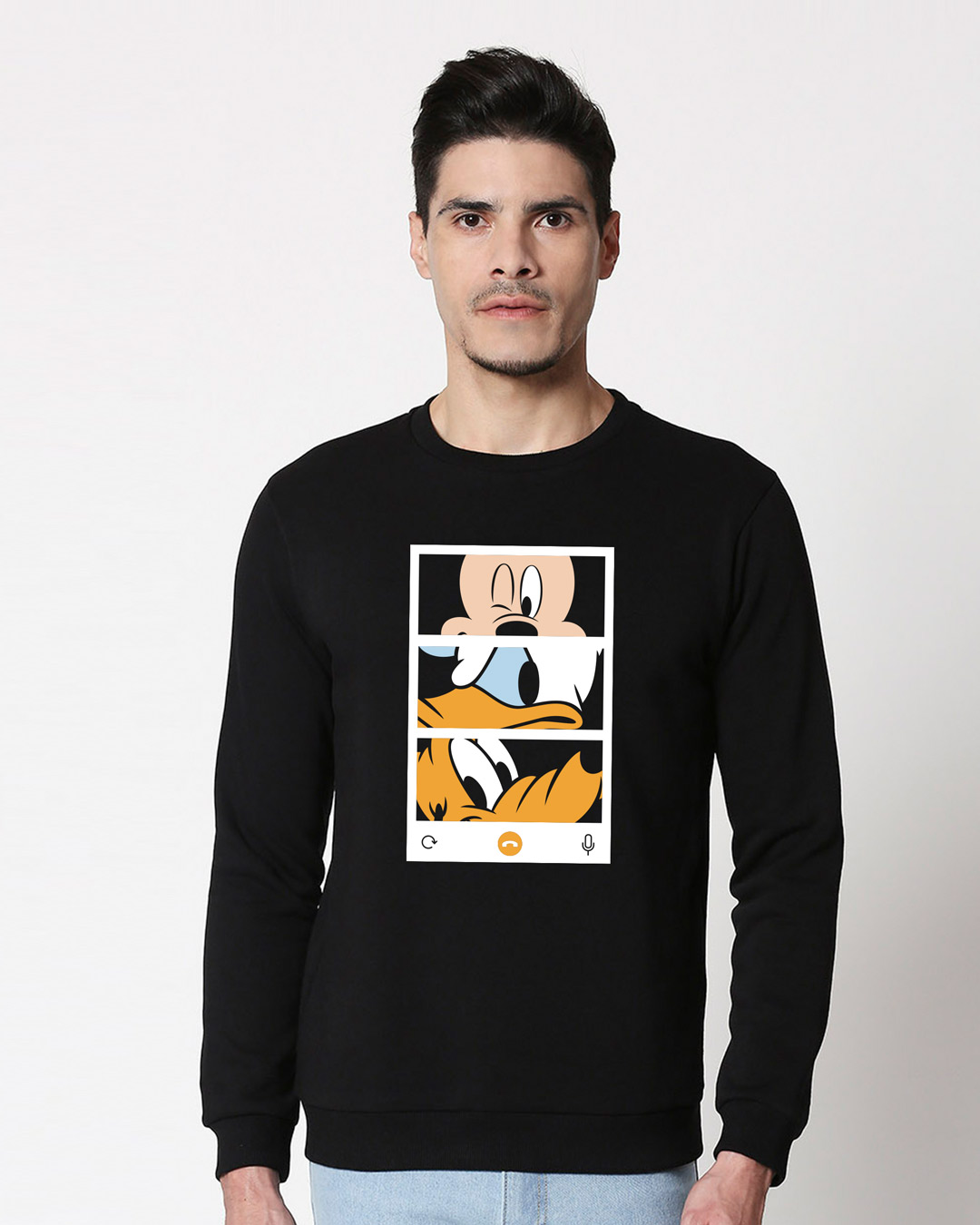 Mickey Trio Call Fleece Sweater (DL) Men' Printed Fleece Sweater Bewakoof.com, Black
Mickey Trio Call Fleece Sweater (DL) Men' Printed Fleece Sweater Bewakoof.com, Black