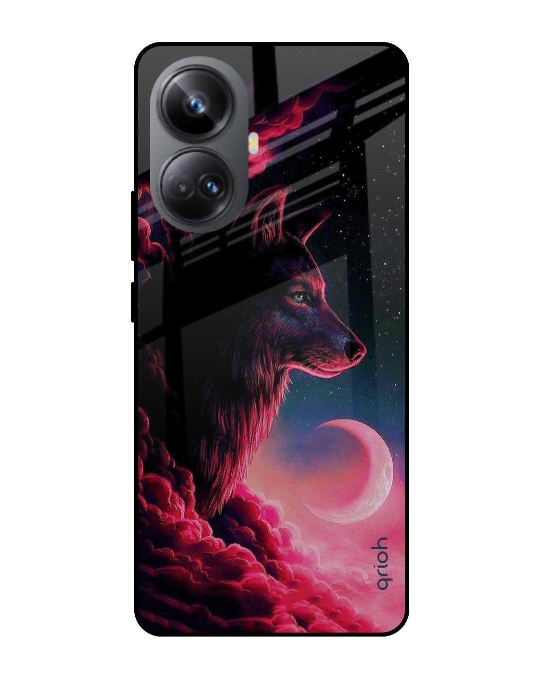 Buy Moon Wolf Printed Premium Glass Case For Realme 10 Pro Plus 5G