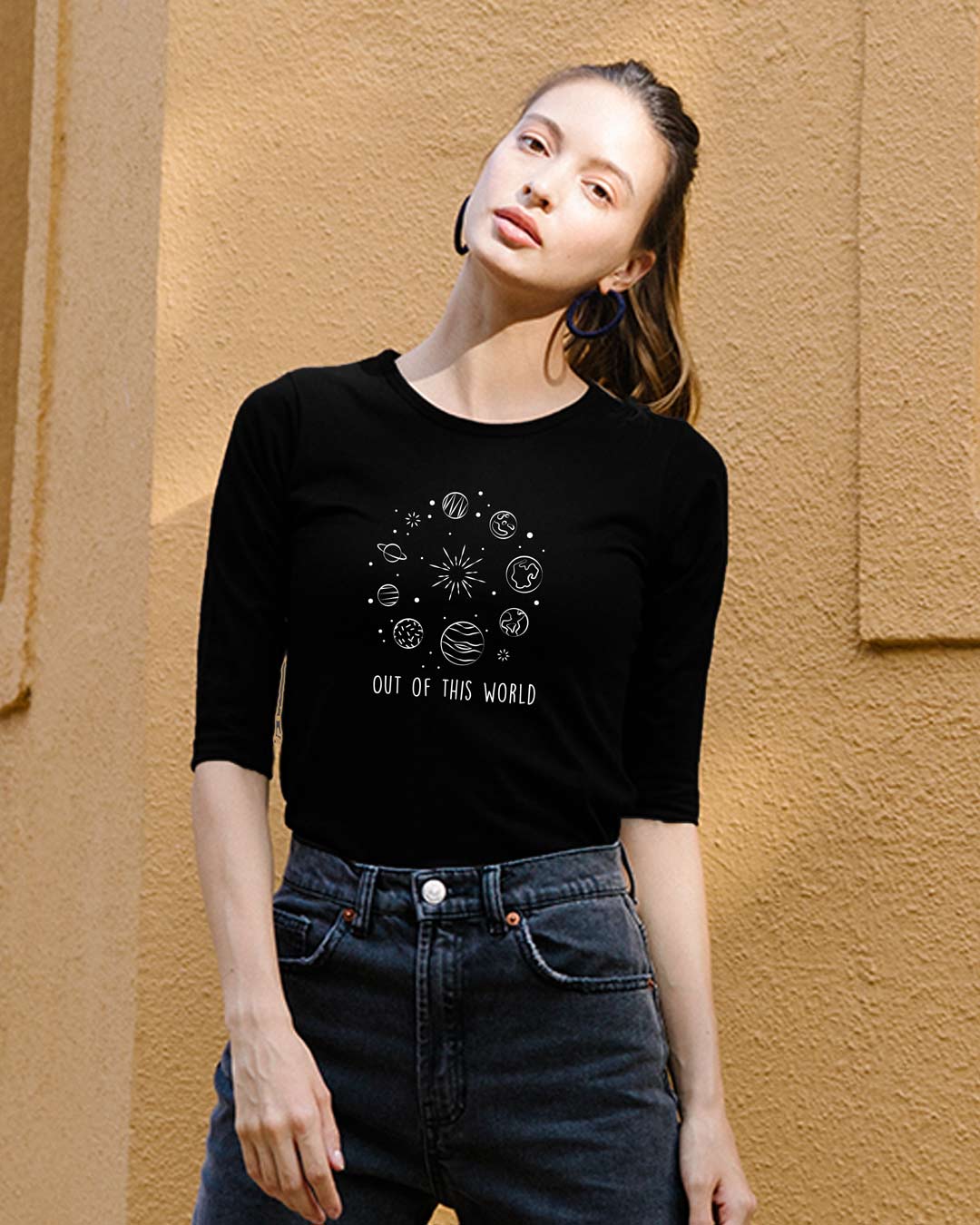 Out Of The World Round Neck 3/4 Sleeve T-Shirts Black Women' Printed Round Neck 3/4 Sleeve T-Shirts Bewakoof.com
Out Of The World Round Neck 3/4 Sleeve T-Shirts Black Women' Printed Round Neck 3/4 Sleeve T-Shirts Bewakoof.com