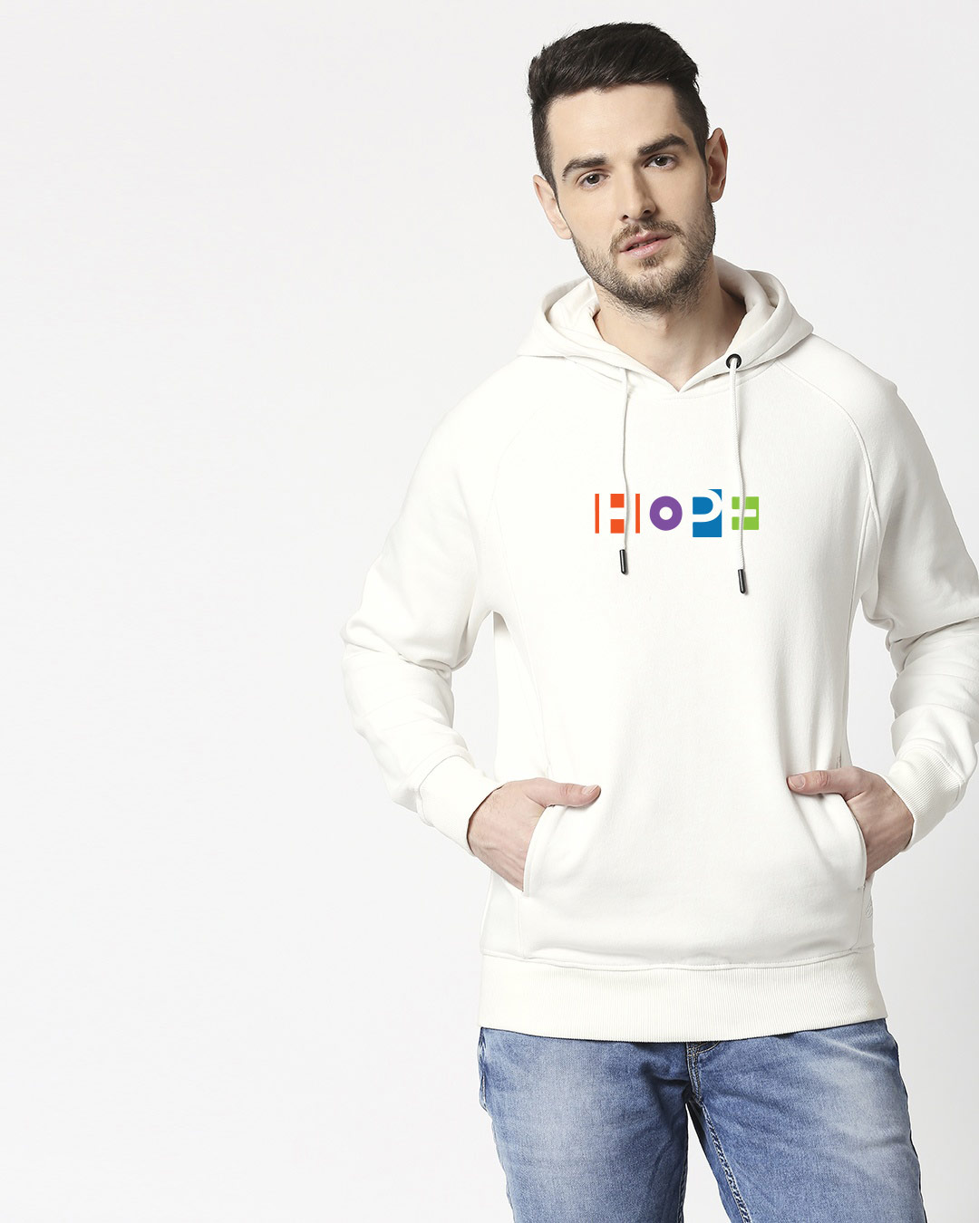 Pop Hope Stylised Panel Sweatshirt Hoodie Men' Printed Cut & Sew Sweatshirt Hoodie Bewakoof.com, White
Pop Hope Stylised Panel Sweatshirt Hoodie Men' Printed Cut & Sew Sweatshirt Hoodie Bewakoof.com, White