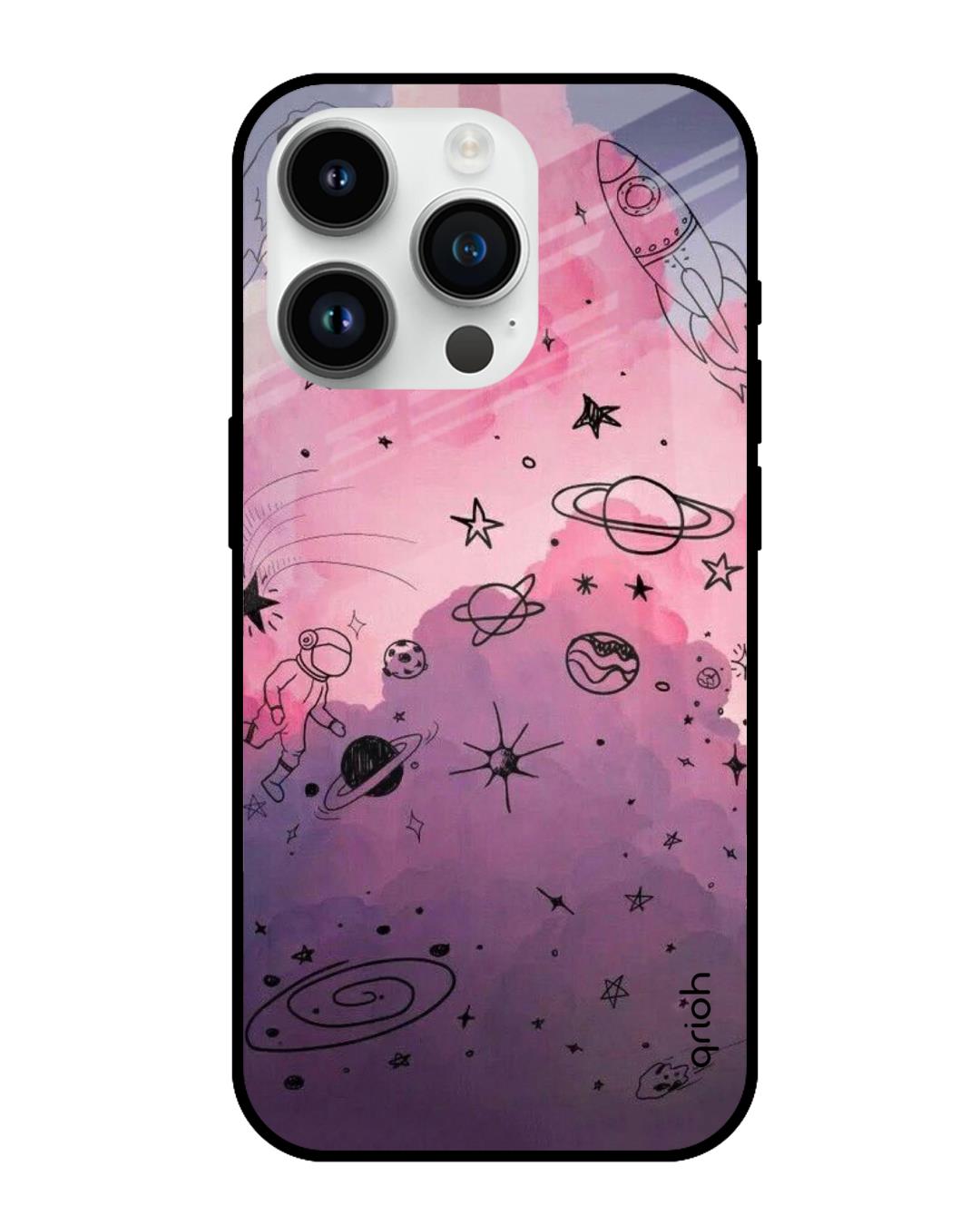 Buy Space Doodles Printed Premium Glass Cover For Apple IPhone 14 Pro