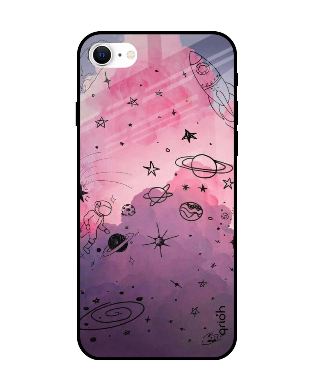 Buy Space Doodles Printed Premium Glass Cover For Iphone Se Shock