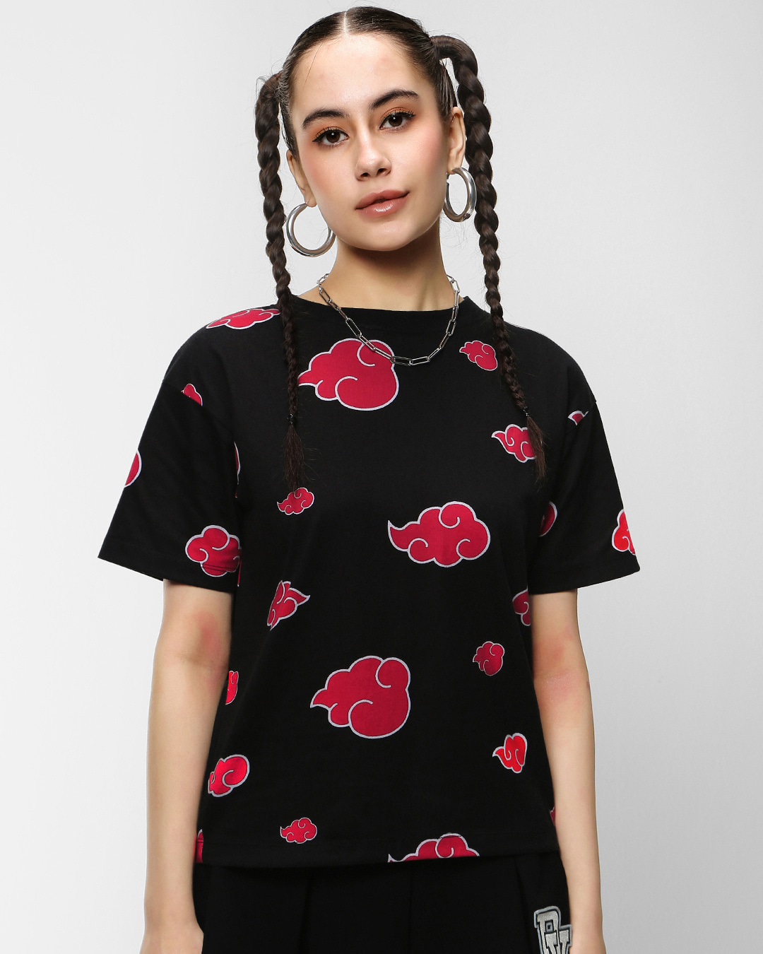 Buy Women S Black All Over Printed Short Top Online At Bewakoof