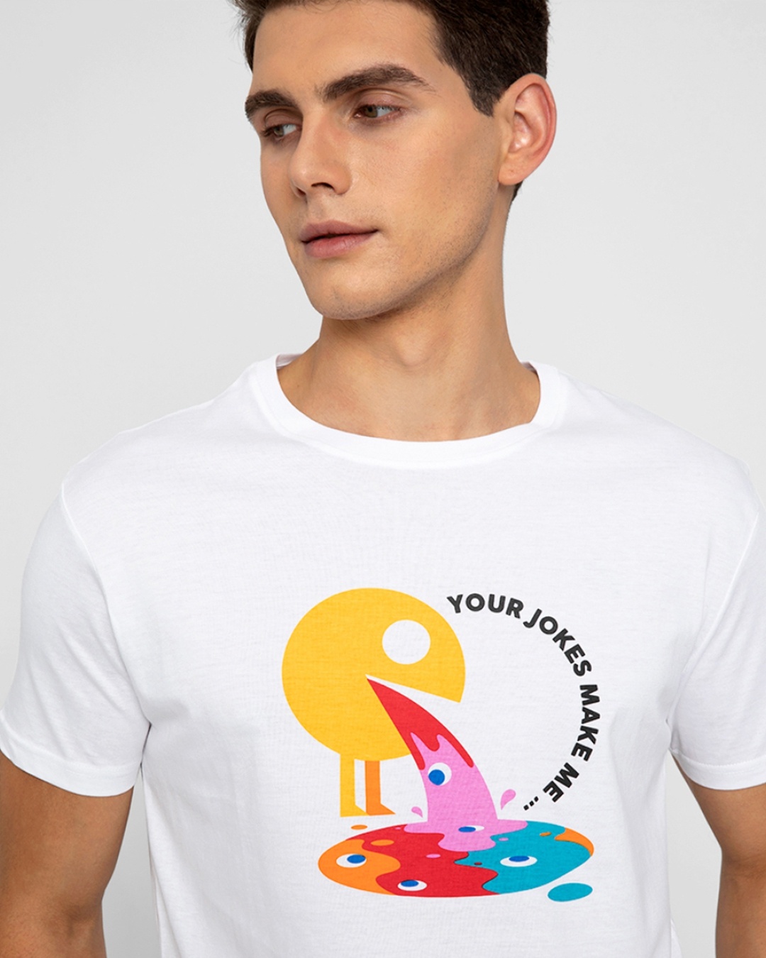 Buy Men S White Puking Pacman Graphic Printed Slim Fit T Shirt For Men