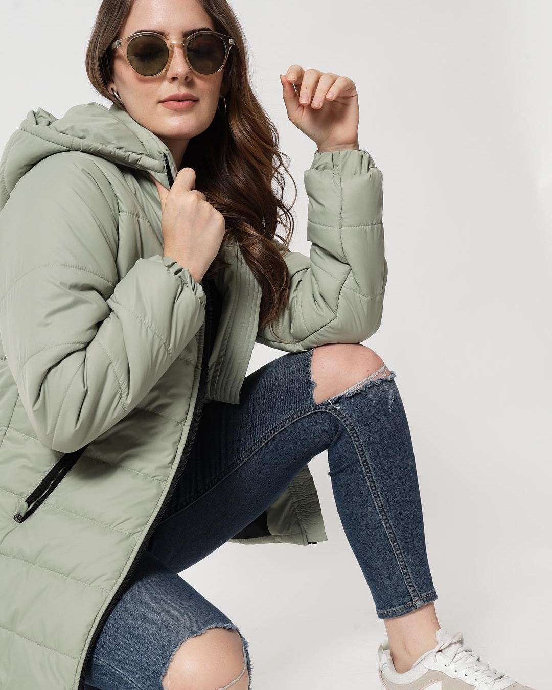 Buy Women S Green Hooded Puffer Jacket Online At Bewakoof