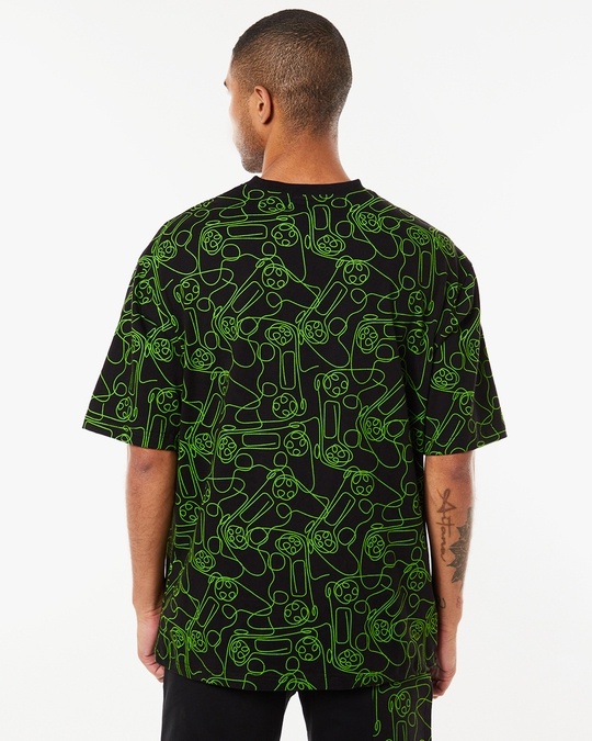 Buy Men S Black Arena Aop Oversized T Shirt Online At Bewakoof