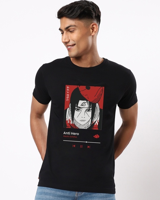 Buy Men S Black Uchiha S Unsung Hero Graphic Printed T Shirt Online At