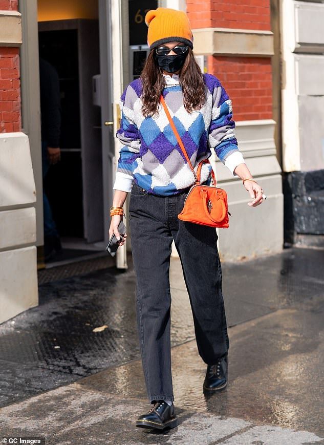 Bella Hadid with crossbody handbag