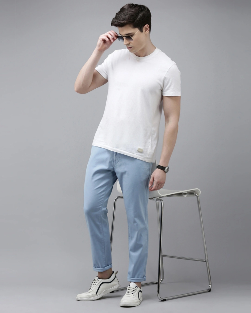 Men's Blue Slim Fit Trousers- Father's Day Gift Ideas