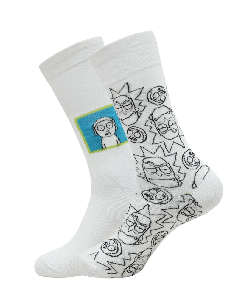 Pack Of 2 Men's White Rick And Morty Printed Socks