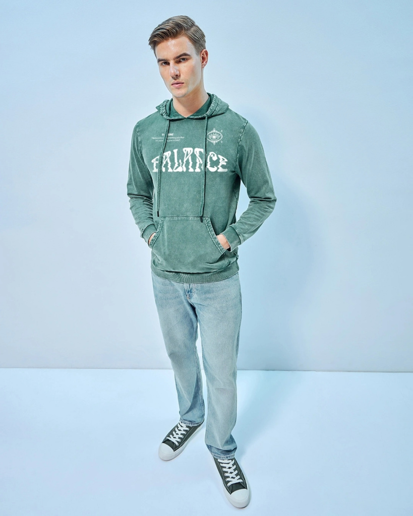 Men's Green Balance Is The Key Graphic Printed Hoodies - Styling Hoodies