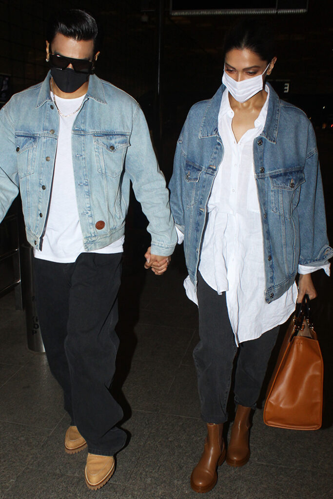ranveer and dipika wearing baggy jeans and oversized t shirt
