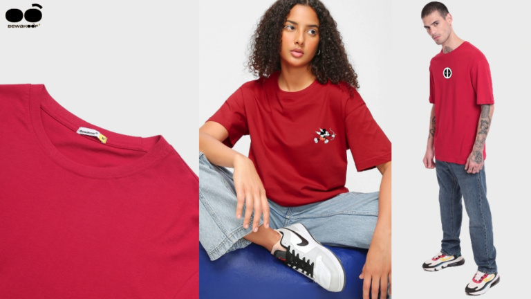 red T-shirt feature