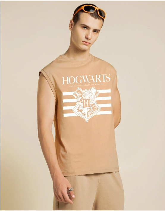 model wearing vest Harry Potter Movies Merchandise.