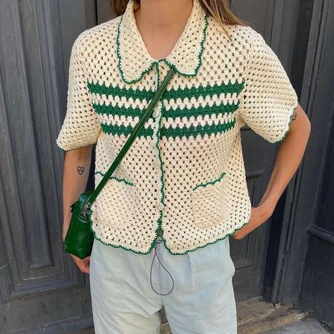 model wearing Crochet Shirt