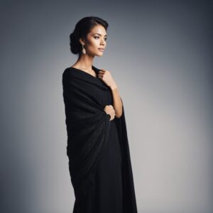 Women wearing black dress with shawl