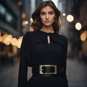 Black dress with belt 