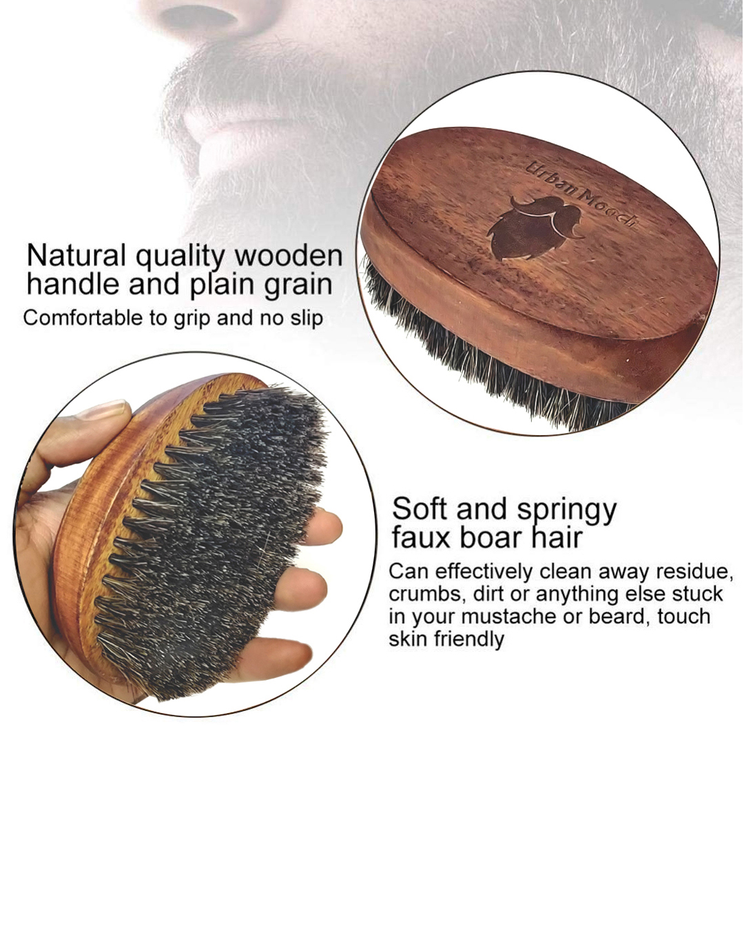 Shop100% Boar Bristle Beard Brush with Wooden Handle for a Healthy Beard & Styling-Full