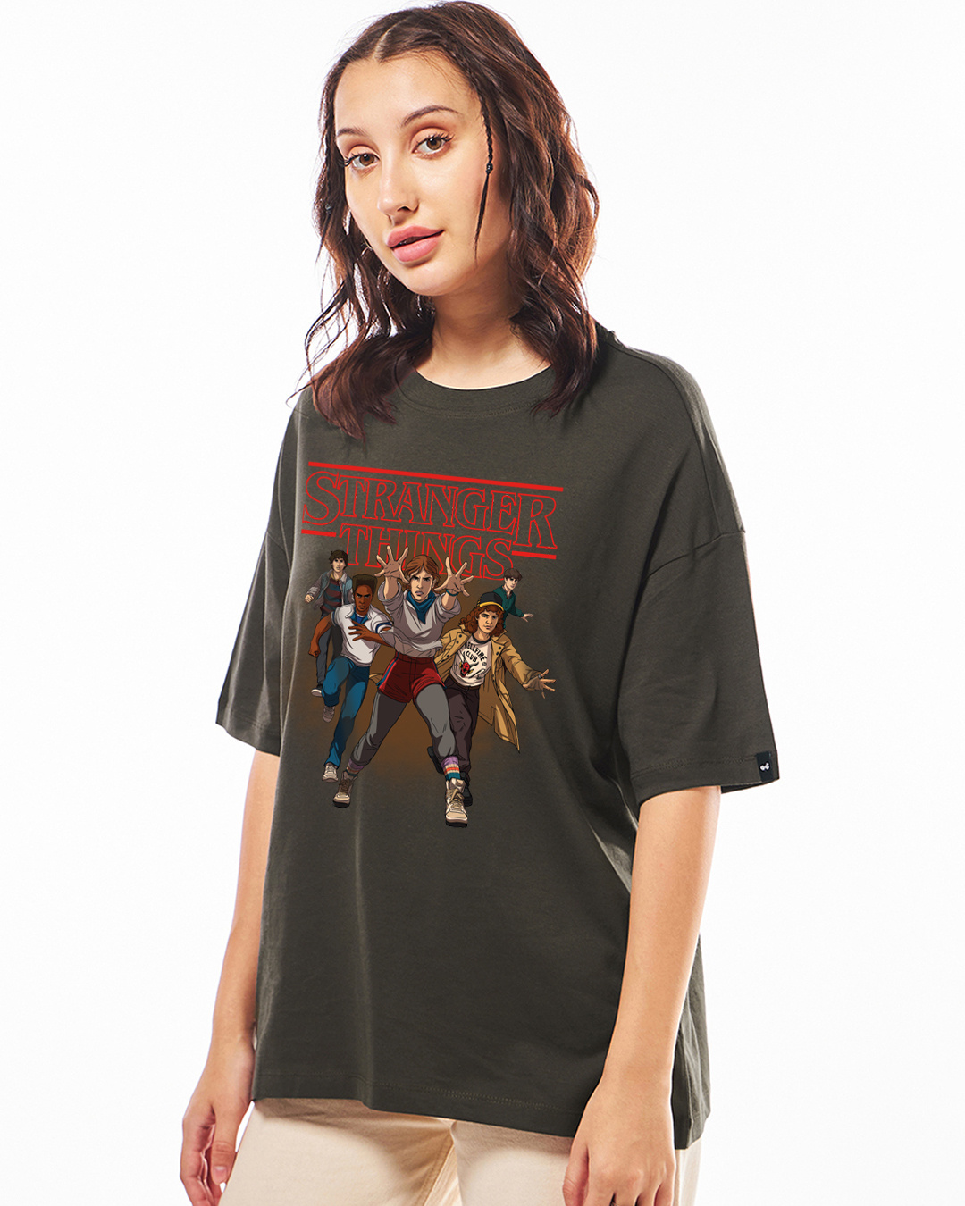 Shop Women's Chocolate Brown Eleven Graphic Printed Oversized T-shirt-Back