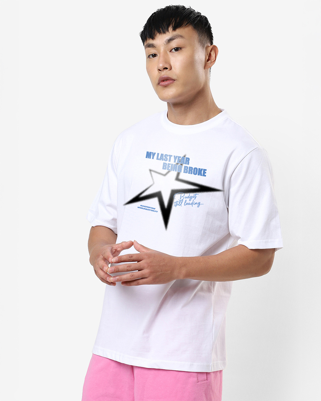 Shop Men's White Broke Graphic Printed Oversized T-shirt-Back