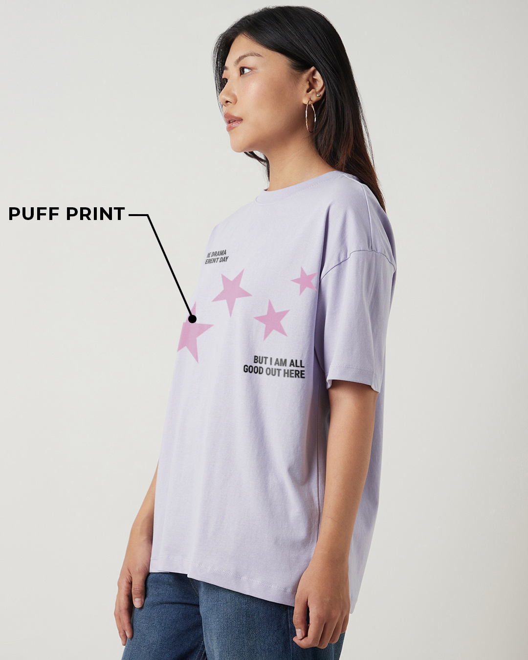 Shop Women's Thistle Purple Same Drama Graphic Printed Oversized T-shirt-Back