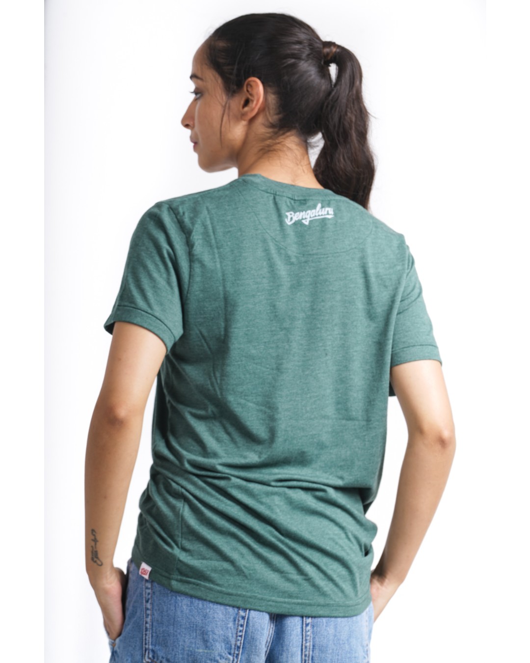 Shop Women's Bengaluru x4 T-shirt in Bottle Green-Back