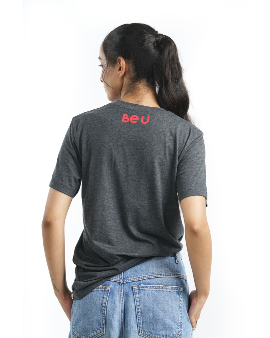 Shop Women's Brand Bengaluru T-shirt in Charcoal-Back