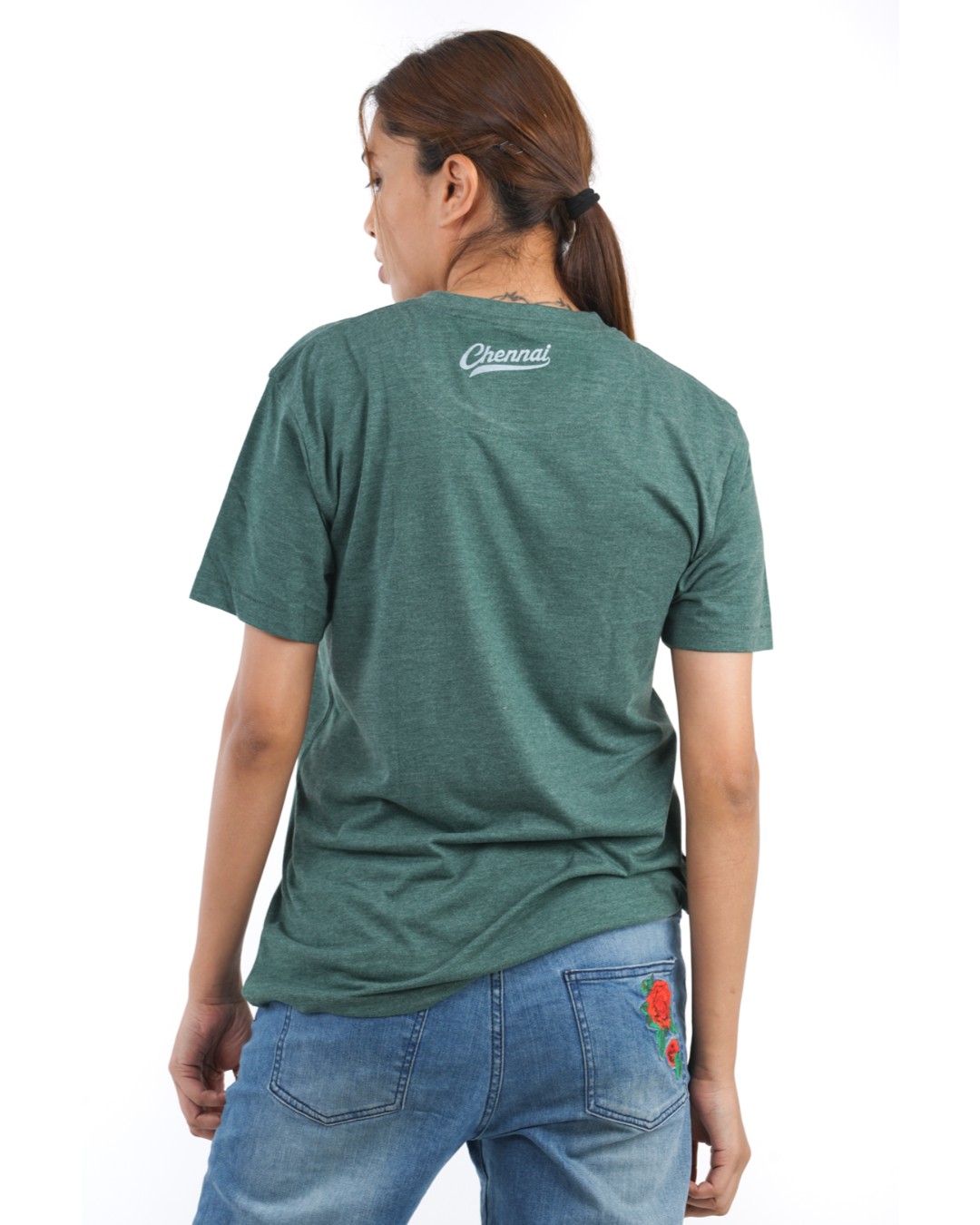 Shop Women's Chennai Logo T-shirt in Bottle Green-Back