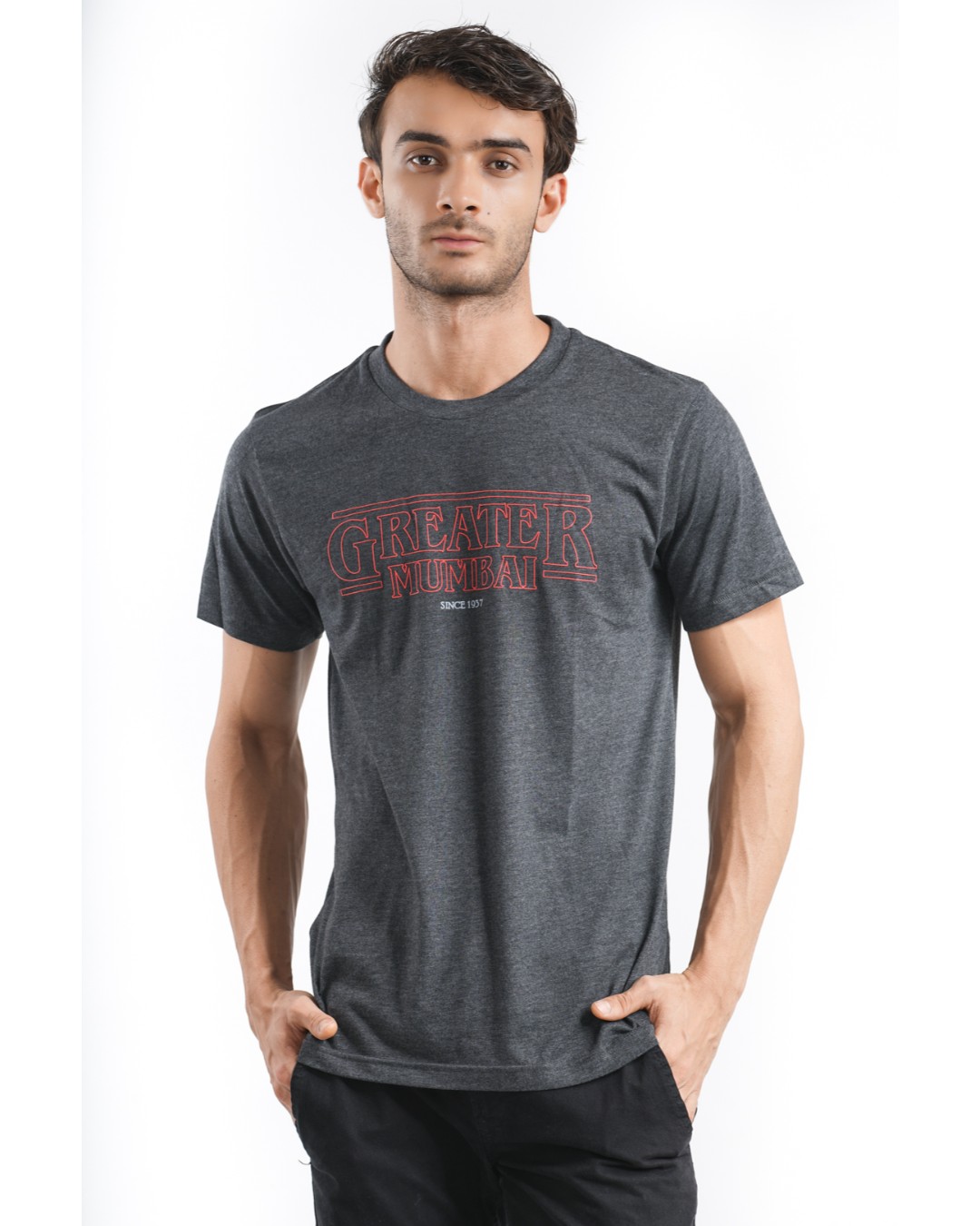 Buy Men's Greater Mumbai T-shirt in Charcoal for Men Grey Online at ...