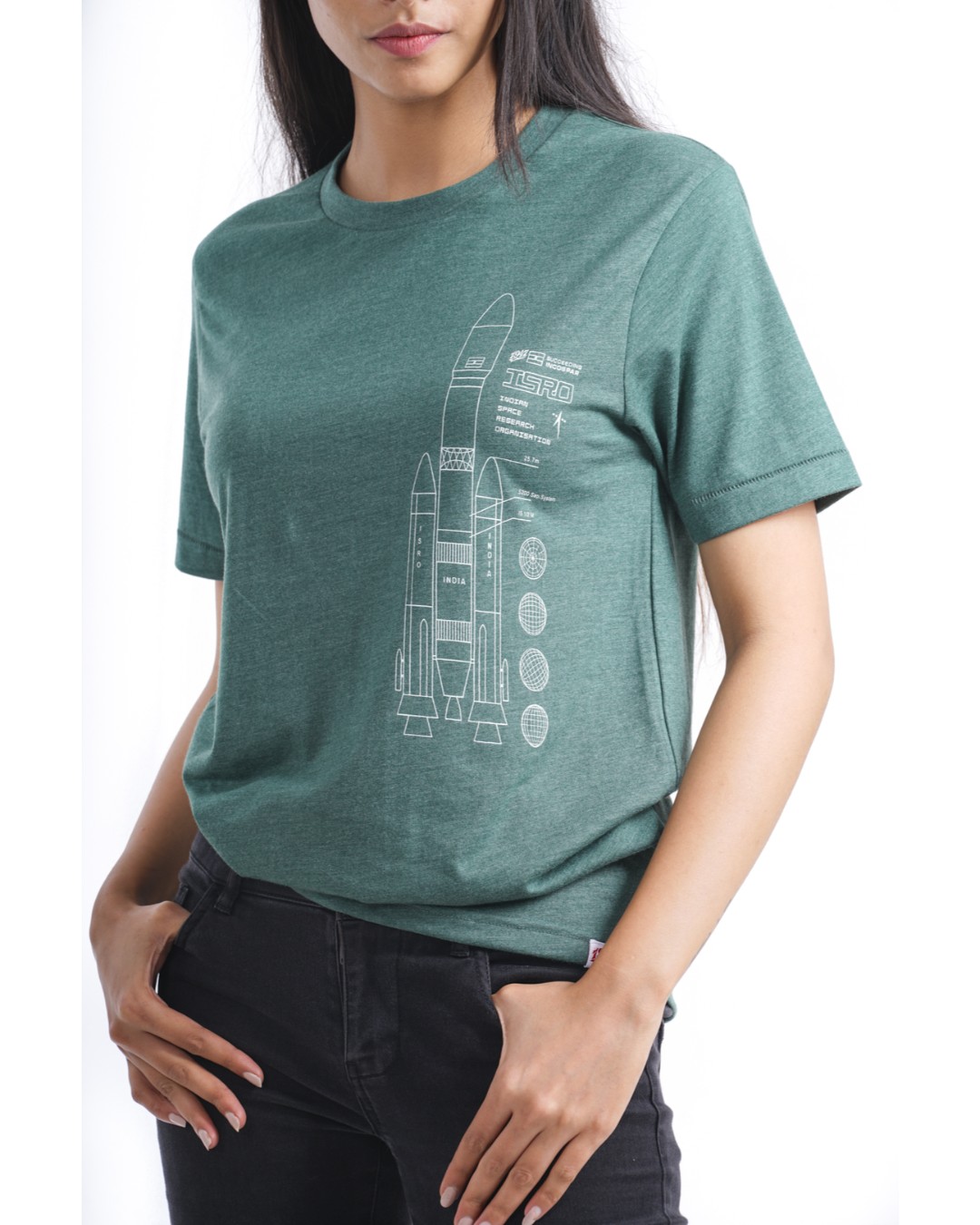 Shop Women's ISRO GSLV T-shirt in Bottle Green-Official ISRO Collection-Back